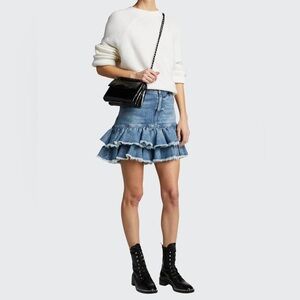 Alice + Olivia Blue Denim Layered Mini Skirt
